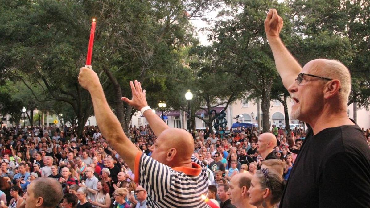 No going back: despite a shooting that claimed 49 lives in an Orlando gay night club, a crowd of more than 1,200 in Sarasota Monday night vowed to fight intolerance with love.