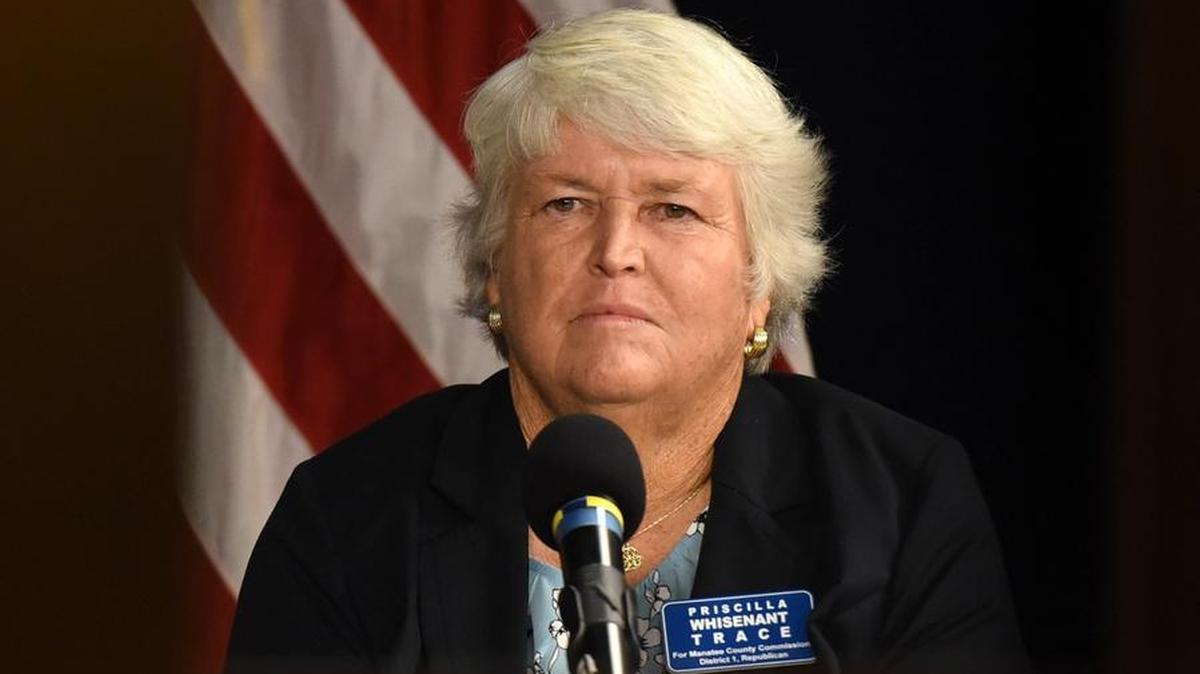 Manatee County Commission District 1 candidate Priscilla Whisenant Trace during a forum at METV.