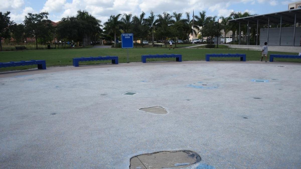 The Bradenton Riverwalk splash park, shown here on Monday, was closed again due to repairs. It will reopen June 29 at noon.
