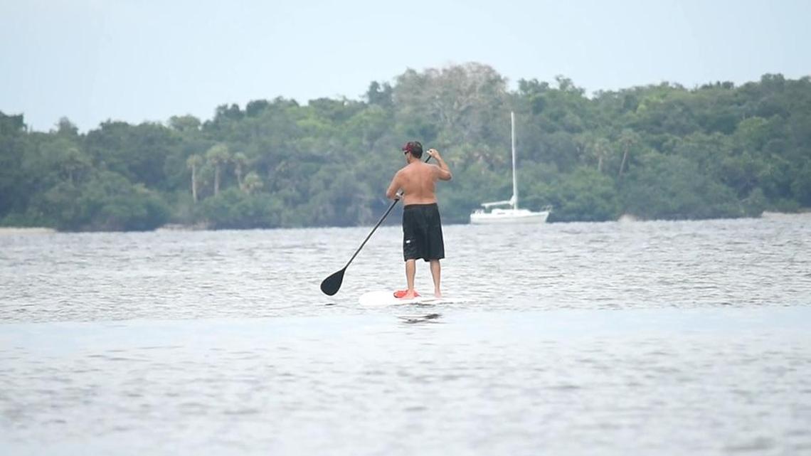 A man paddles near De Soto National Memorial on July 2. The memorial is one of 11 Florida National Parks that is participating in the 100-mile centennial paddle challenge, where challenge completers can earn a National Parks Service patch.