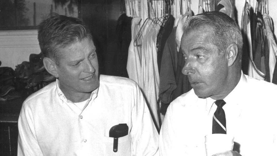 As sports editor of the Bradenton Herald in the 1960s, Kent Chetlain got to hob nob with baseball royalty during Pittsburgh Pirate spring training games. In the photograph above, Chetlain, left, interviews former New York Yankee great Joe Dimaggio.