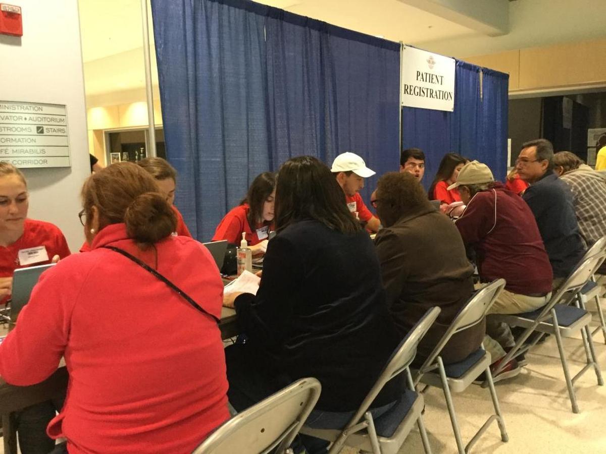 About 400 people had already come through the door Saturday morning for the Remote Area Medical event and another 800 are expected when the event ends on Sunday afternoon.