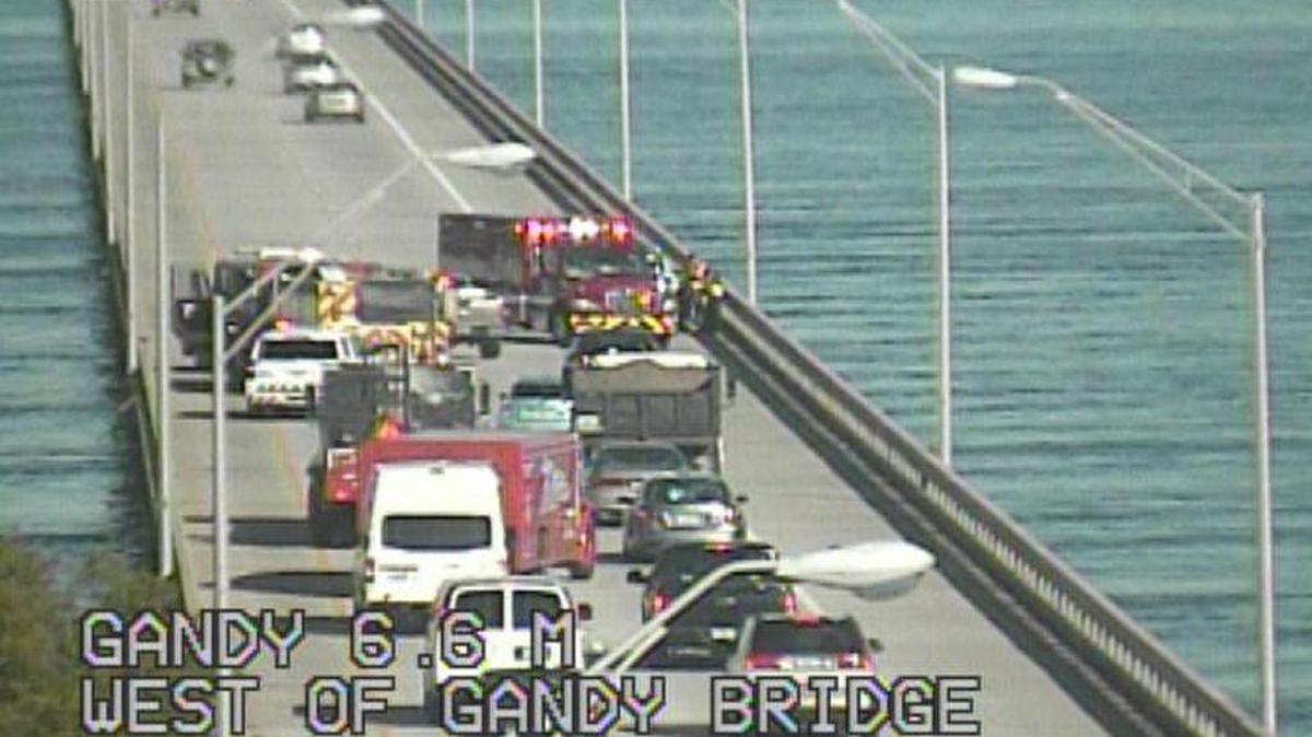 Apparent police activity has blocked the westbound lanes of the Gandy Bridge Thursday afternoon.