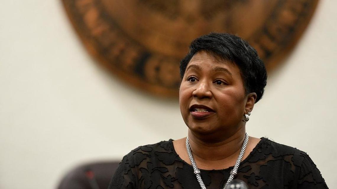 Manatee County School Superintendent Diana Greene addresses the media after more school resource officers were deployed at county schools.