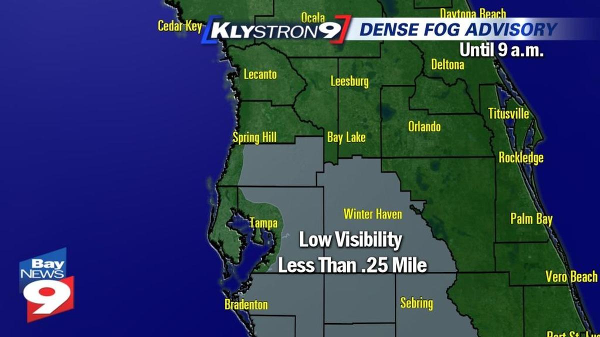 A fog advisory has been issued for the Bradenton and Manatee County area Wednesday morning. Drivers should be cautious, as visibility is reduced.
