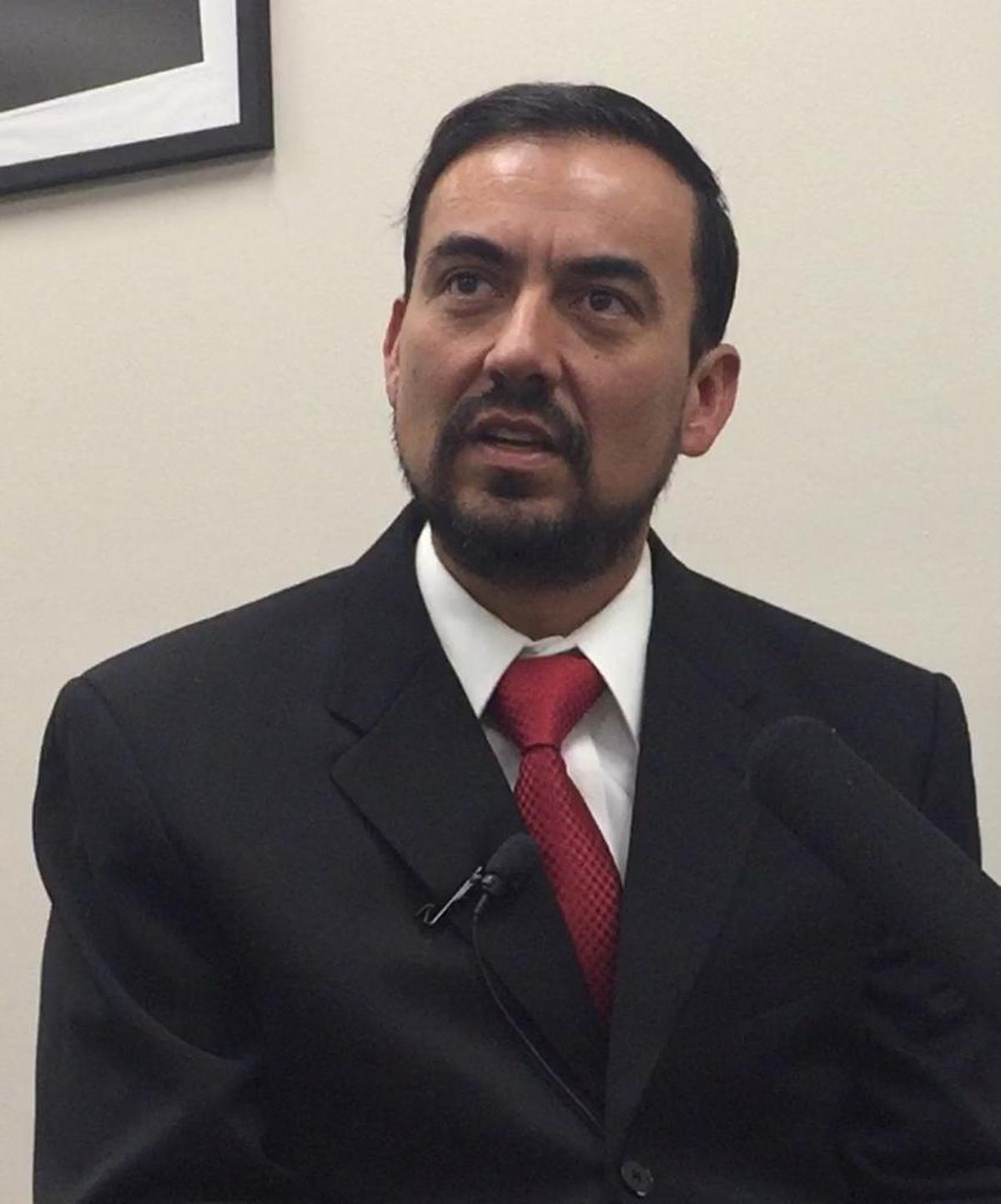 Attorney Walter Ruiz describes being underwhelmed by his inspection of Camp 7, Guantánamo’s secret prison for former CIA captives in a news briefing at Camp Justice on Sunday, Dec. 3, 2017. This photo was approved for release by a soldier at Camp Justice.