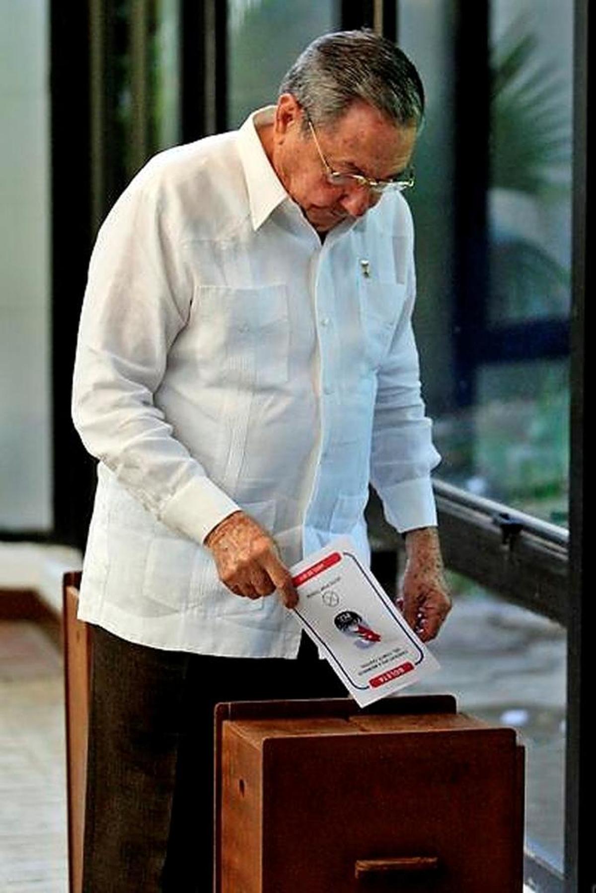 File photo of Raul Castro casting a vote.