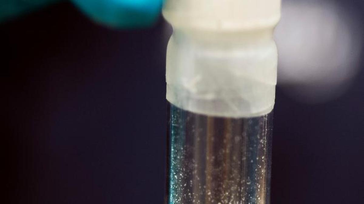 An Aug. 9 photo shows a vile of 4-fluoro isobutyryl fentanyl that was seized in a drug raid at the Drug Enforcement Administration Special Testing and Research Laboratory in Sterling, Va. Acting DEA administrator Chuck Rosenberg will visit China next week amid efforts to cut off the Chinese supply of deadly synthetic drugs, like fentanyl.