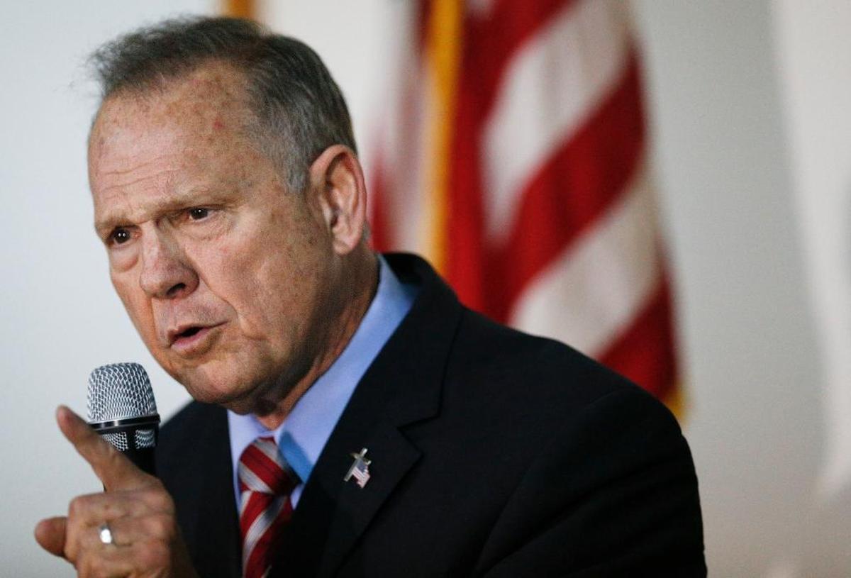 Former Alabama Chief Justice and U.S. Senate candidate Roy Moore speaks at a campaign rally, in Henagar, Ala., on Nov. 27, 2017, where he denied knowing the five women who have told The Washington Post that he pursued them when they were teenagers and he was an assistant district attorney in his 30s.