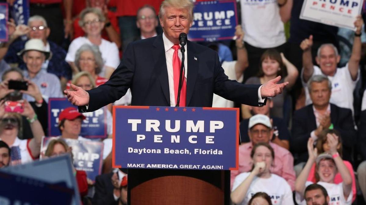 Republican presidential candidate Donald Trump holds a rally at Ocean Center in Daytona Beach on Wednesday.