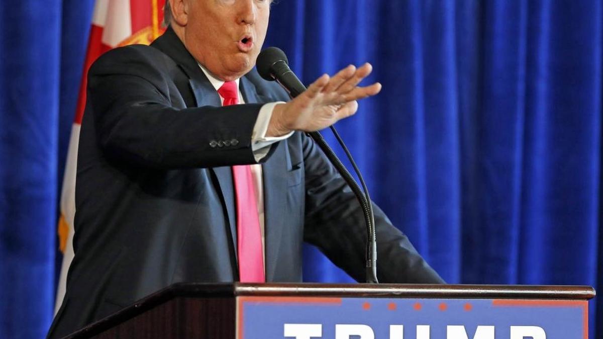 Donald Trump holds a press conference at Trump National Doral in July.