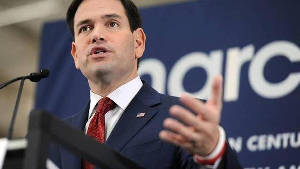Florida Sen. Marco Rubio addresses the crowd at a public town hall meeting on economic policy at Marine Concepts in Sarasota, south Manatee County.