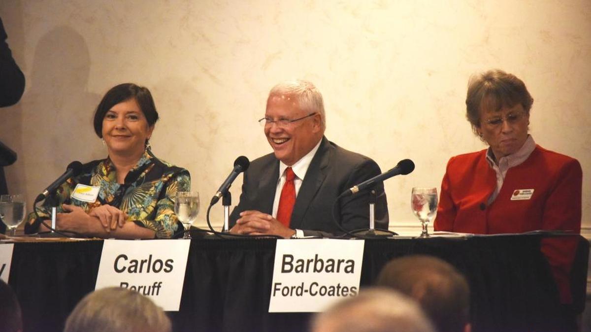 University of Florida law professor Mary Adkins, Constitution Revision Commission Chair Carlos Beruff and Sarasota County Tax Collector Barbara Ford-Coates serve on Sarasota Tiger Bay’s February luncheon panel.