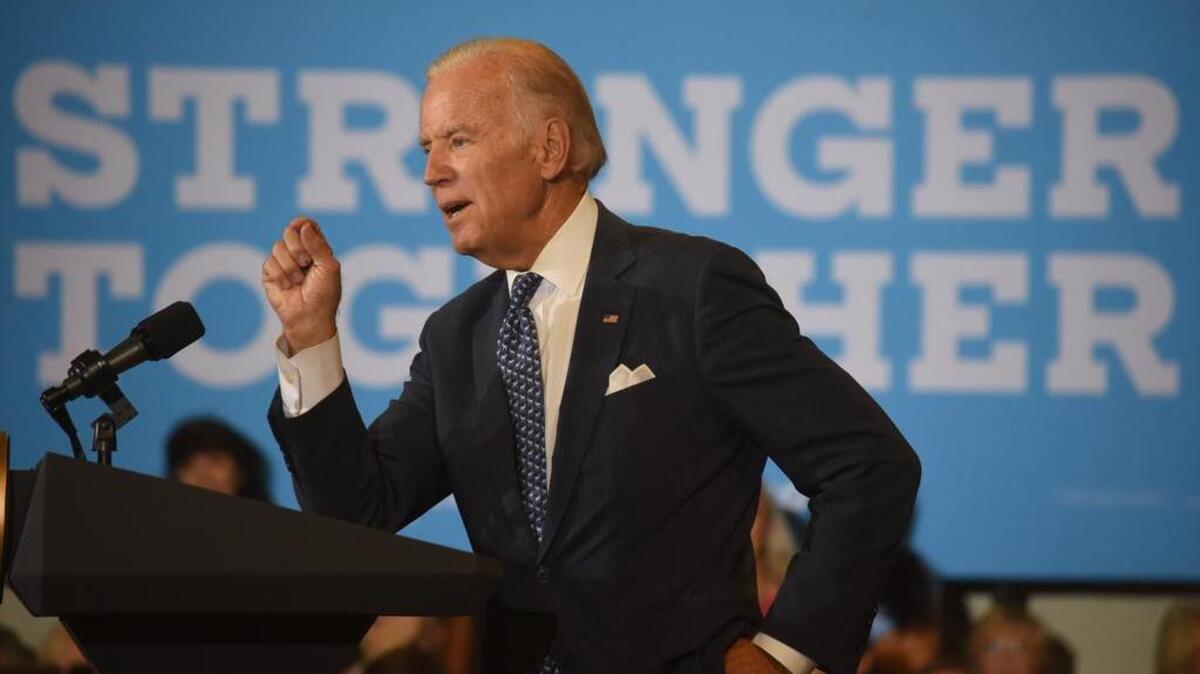 In this file photo, Vice President Joe Biden stumps for Hillary Clinton in Sarasota on Oct. 3.