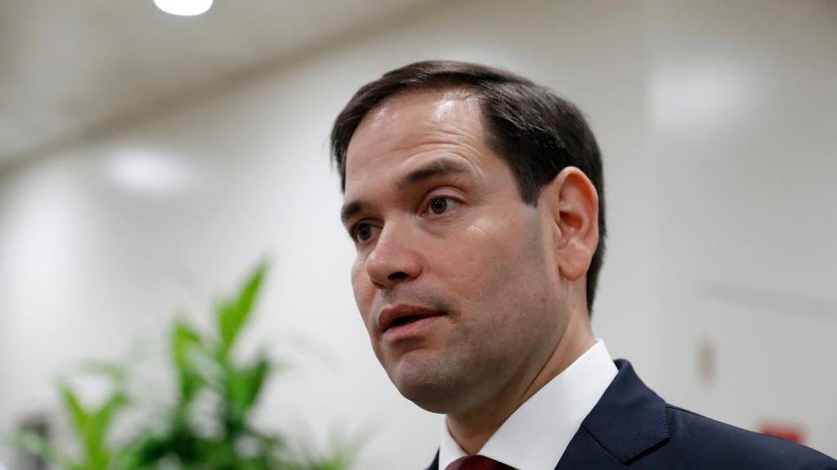 Sen. Marco Rubio, R-Fla. speaks with reporters on Capitol Hill in Washington. Rubio questioned former FBI Director James Comey on June 8, 2017.