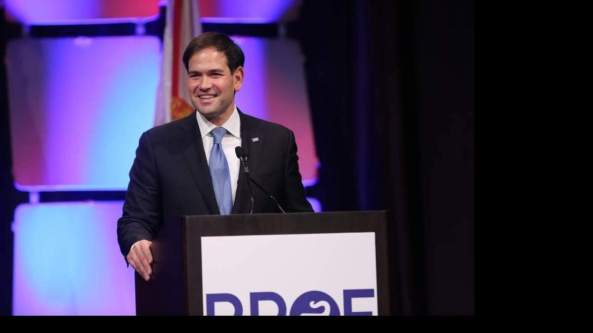Republican presidential candidate Marco Rubio speaks at the Sunshine Summit opening dinner on Thursday in Orlando.