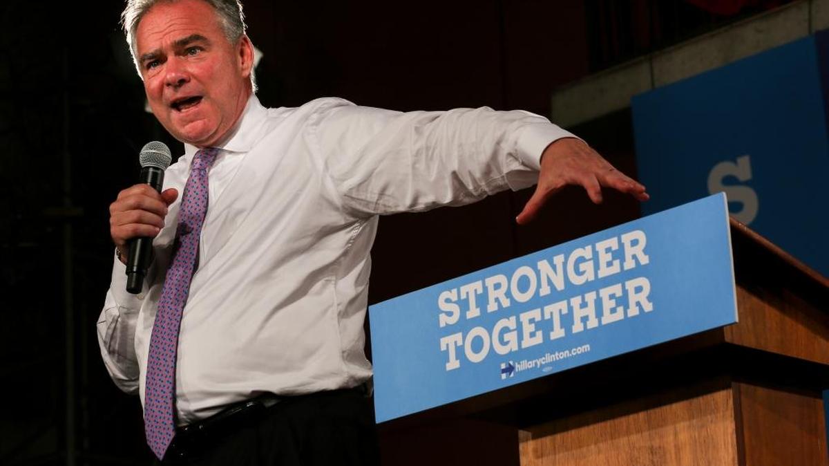 Tim Kaine, Democratic candidate for vice president, speaks during a political rally at Miami Dade College on Sunday.