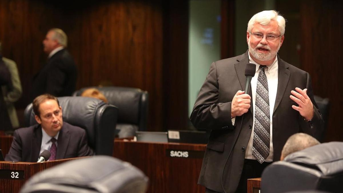 State Sen. Jack Latvala, R-Clearwater, speaks on the floor of the Florida Senate on May 1, 2014. Authorities said Friday that they have begun a criminal investigation into the actions of Latvala, who abruptly resigned last month after an investigation found credible evidence of sexual misconduct.