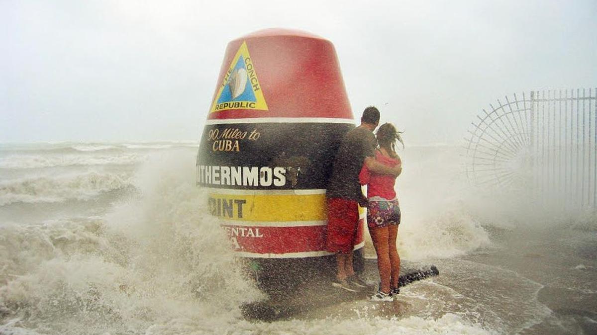 Waves driven by Hurricane Charley crash ashore in Key West on Aug. 13, 2004.