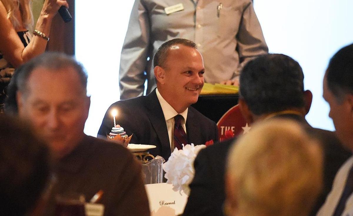 Members of the Lakewood Ranch Republican Club sing “Happy Birthday” to House Speaker Richard Corcoran, R-Land O’Lakes, who turned 53 on Friday. He was the featured speaker during the club’s luncheon.
