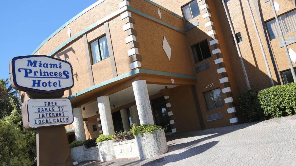 The Miami Princess Hotel has agreed to a settlement with the state of Florida over charges that it charged customers too much for rooms during Hurricane Irma. This is a view of the hotel on LeJeune Road near Miami International Airport on Tuesday, December 12, 2017.