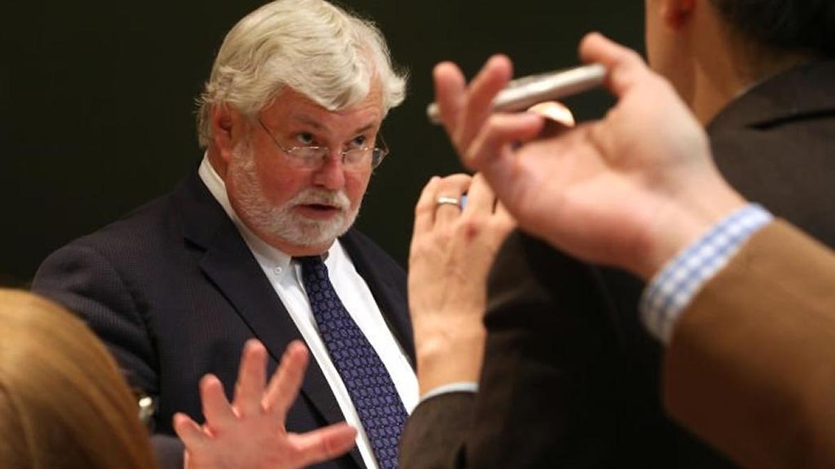 Former Clearwater Senator Jack Latvala answers reporters’ questions last year before resigning from the Legislature.