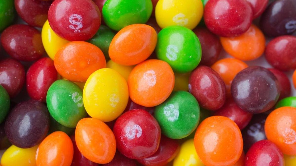 This June 1, 2016, photo shows Skittles in New York.