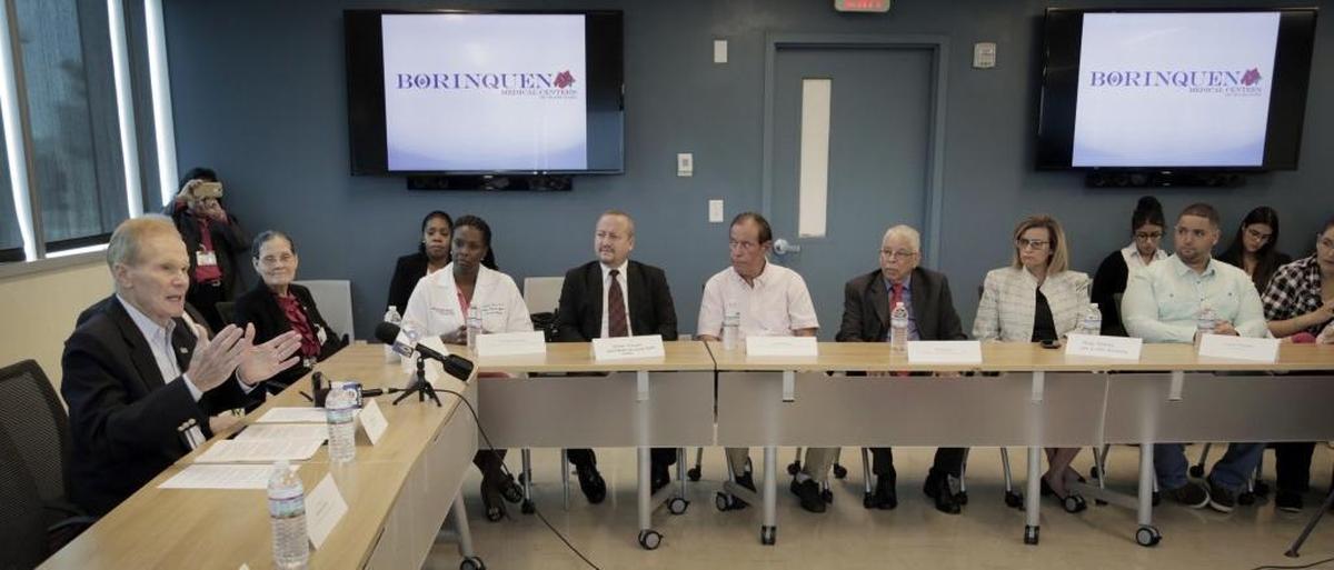 Sen. Bill Nelson (left) met with a group of Puerto Rican community leaders at Borinquen Health Care Center in Miami in October to discuss relief and recovery efforts in Puerto Rico in the aftermath of Hurricane Maria.