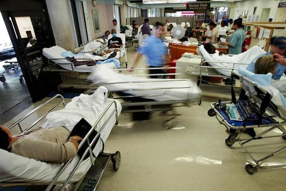 The emergency room at Miami’s Jackson Memorial hospital is a busy place in this 2018 file photo. It’s even busier now due to COVID-19.