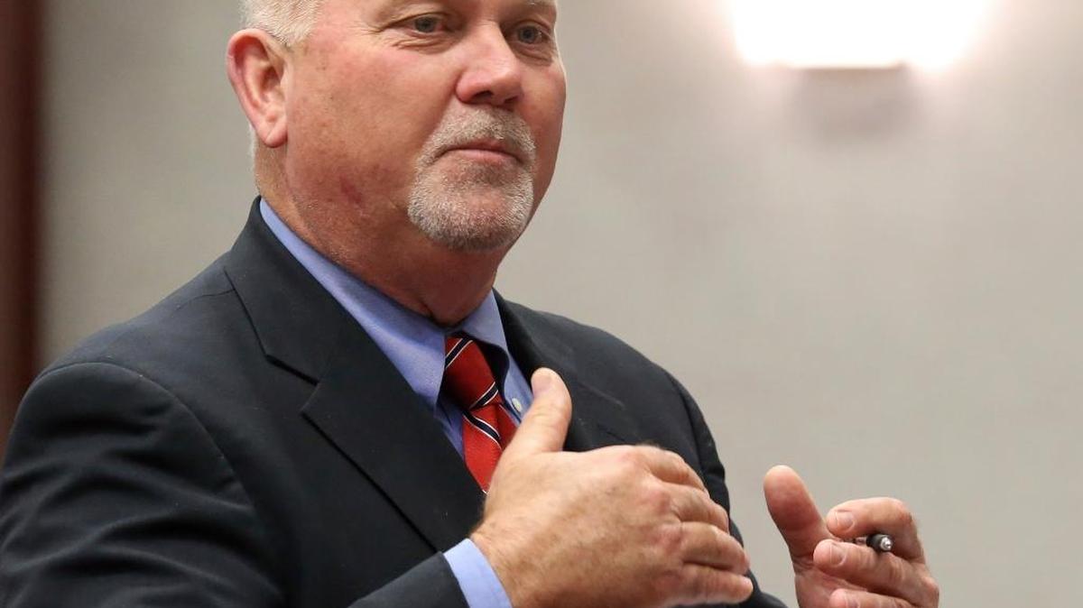Rep. Neil Combee, R-Polk County, presents a concealed weapons bill to the House Criminal Justice Subcommittee, Wednesday, March 15, 2017, in Tallahassee, Fla.