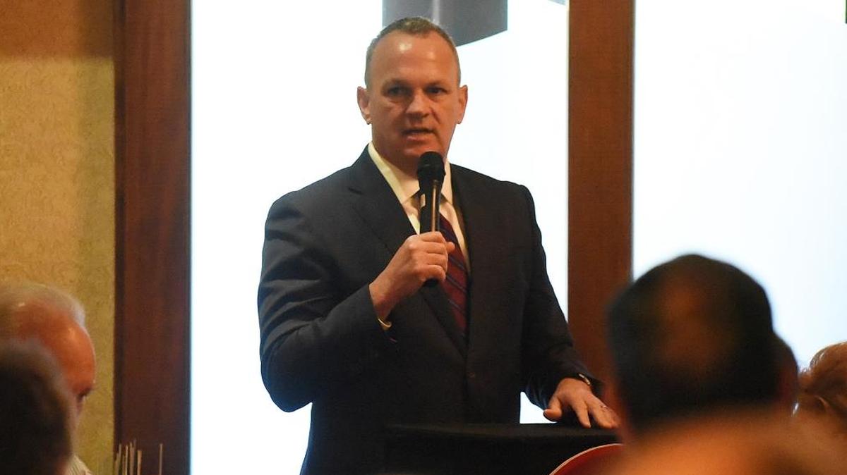 House Speaker Richard Corcoran, R-Land O’Lakes, speaks during a Lakewood Ranch Republican Club luncheon Friday.