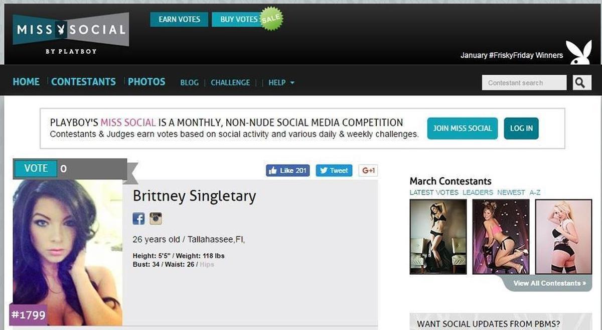 Brittney Singletary was featured by Playboy as a ‘Miss Social,’ a ‘monthly, non-nude social media competition.’