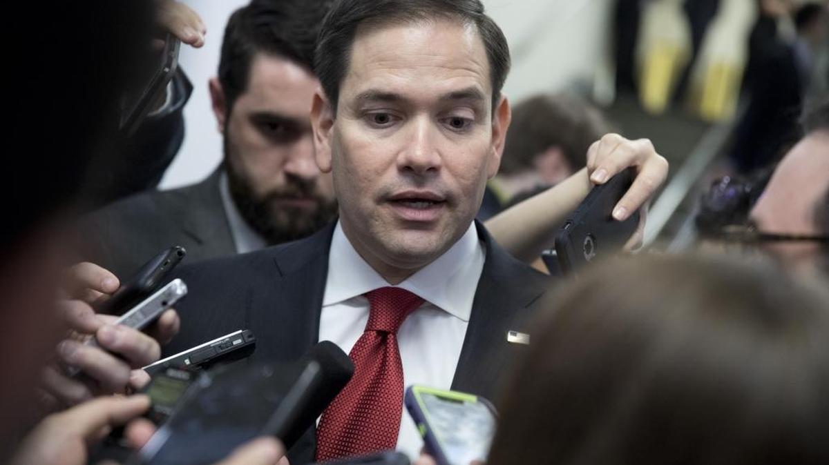 Sen. Marco Rubio (R-FL) speaks to reporters on Capitol Hill May 2, 2017 in Washington, DC. Rubio will vote in favor of a motion to proceed with the Senate’s Obamacare repeal bill.