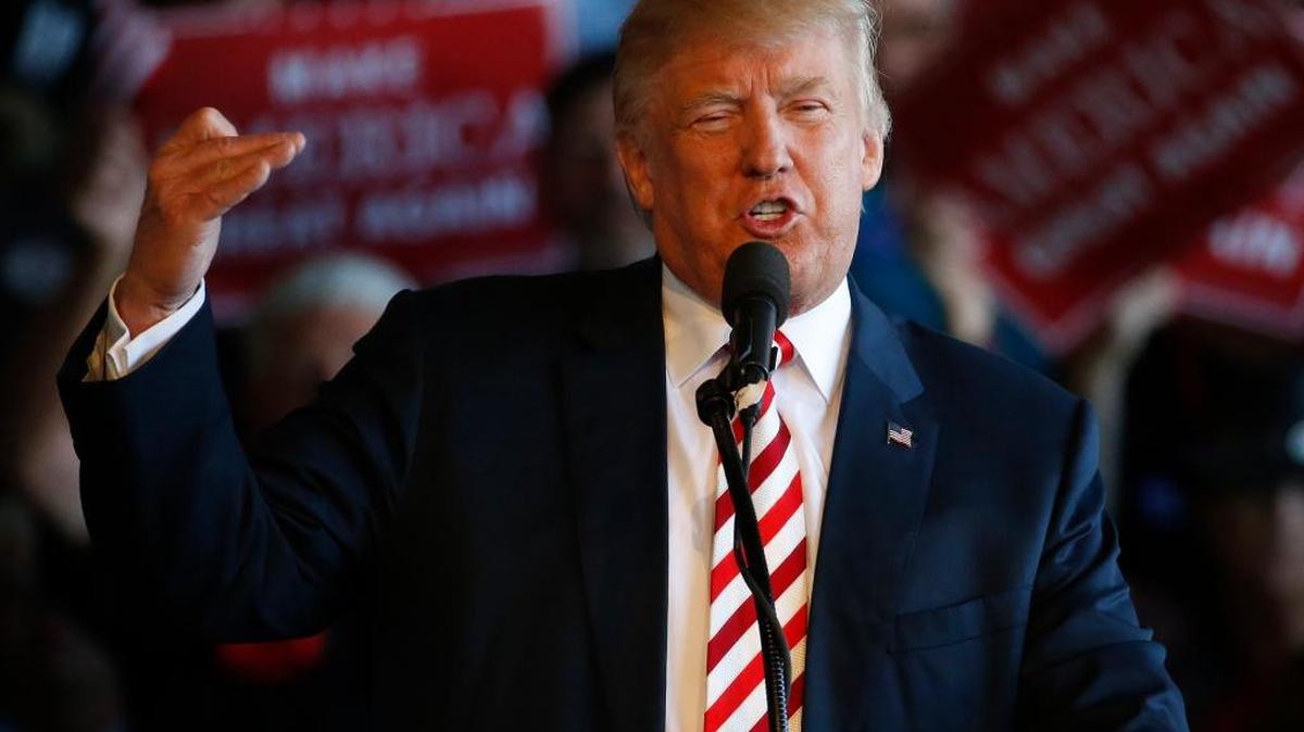 Republican presidential candidate Donald Trump speaks at a campaign rally, Tuesday, Oct. 18, 2016, in Grand Junction, Colo.