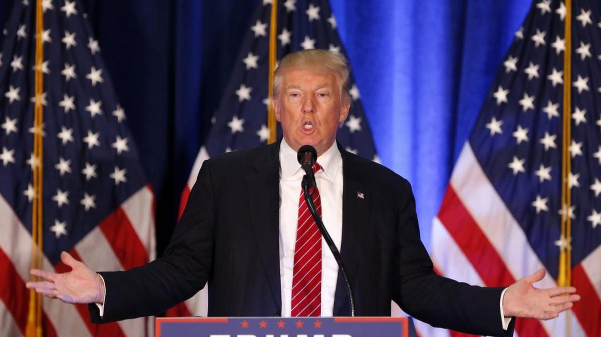 Republican presidential candidate Donald Trump speaks in Youngstown, Ohio, Monday, Aug. 15, 2016.