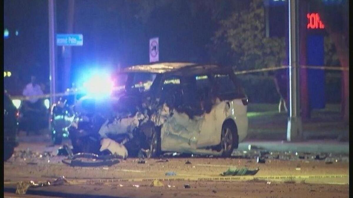 Troopers said the crash involved an SUV, a minivan and two other vehicles. At least one of the vehicles burst into flames during the crash.