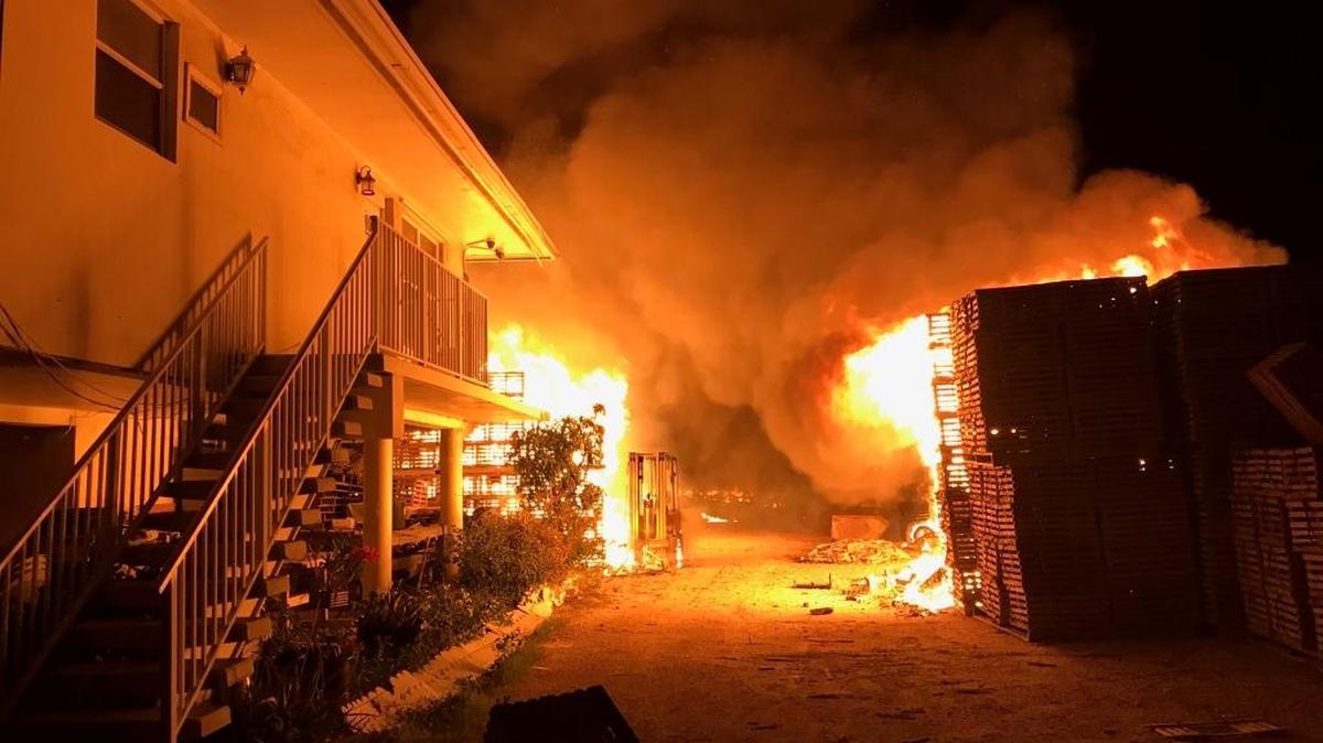 Fire tears through the Vaca Key Marina in Marathon early Monday morning.