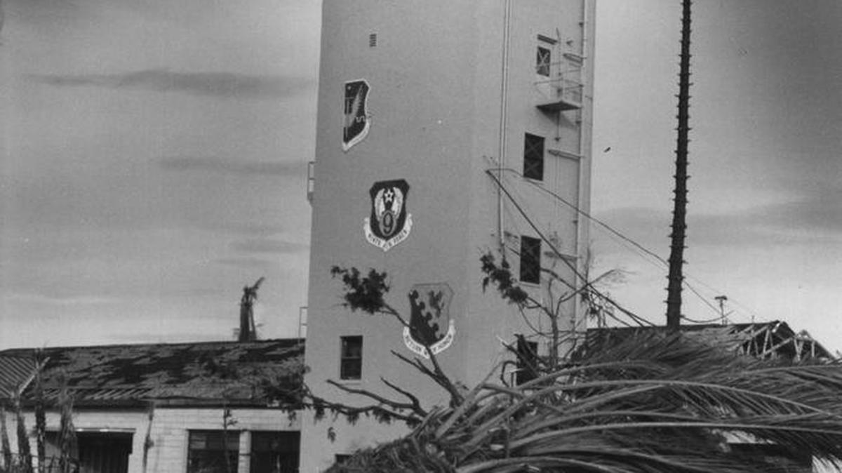 The control tower at Homestead Air Force Base was badly damaged by Hurricane Andrew in 1992.