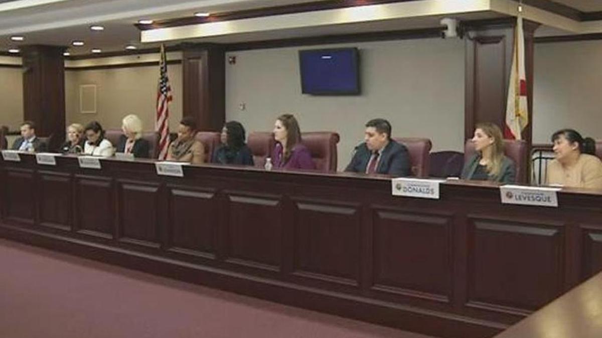 Members of the Florida Constitution Revision Commission during a meeting Monday. The panel cleared a proposal to impose term limits on local school board member seats, which puts the proposal closer to making it on the November 2018 ballot.