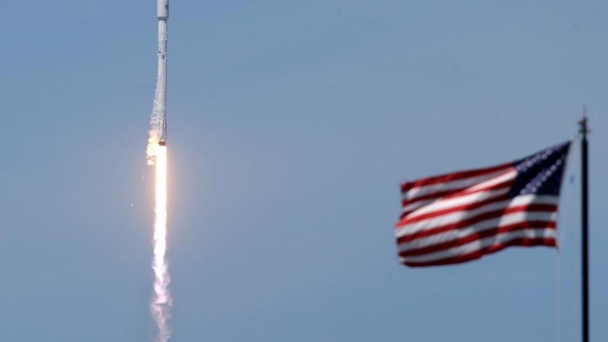 A Falcon 9 SpaceX rocket carrying a communications satellite that will provide television broadcast and data communications services over southeast Europe lifts off from pad 39A on Friday at the Kennedy Space Center in Cape Canaveral.