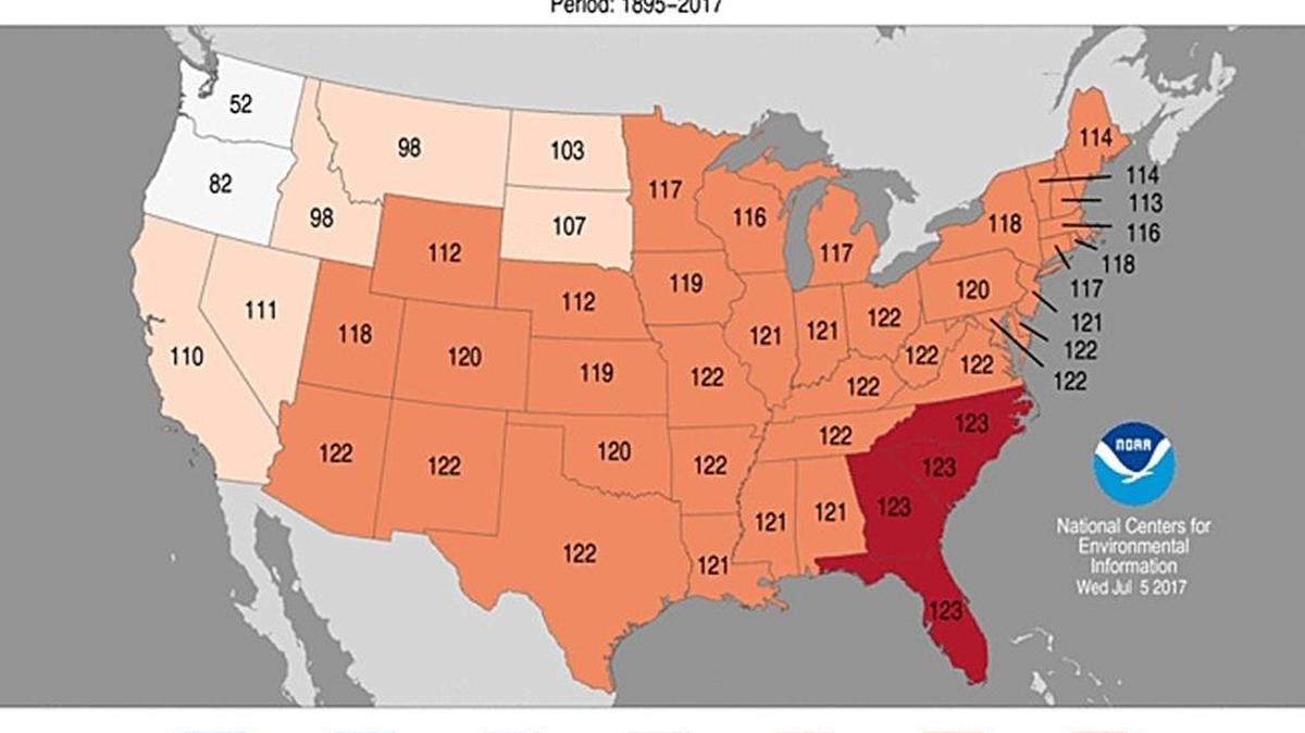 Four states had the highest average temperature for the first half of the year.