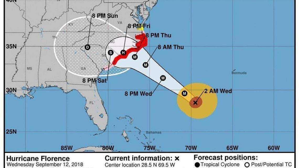 Hurricane Florence downgraded to Category 3 as it moves toward Carolinas