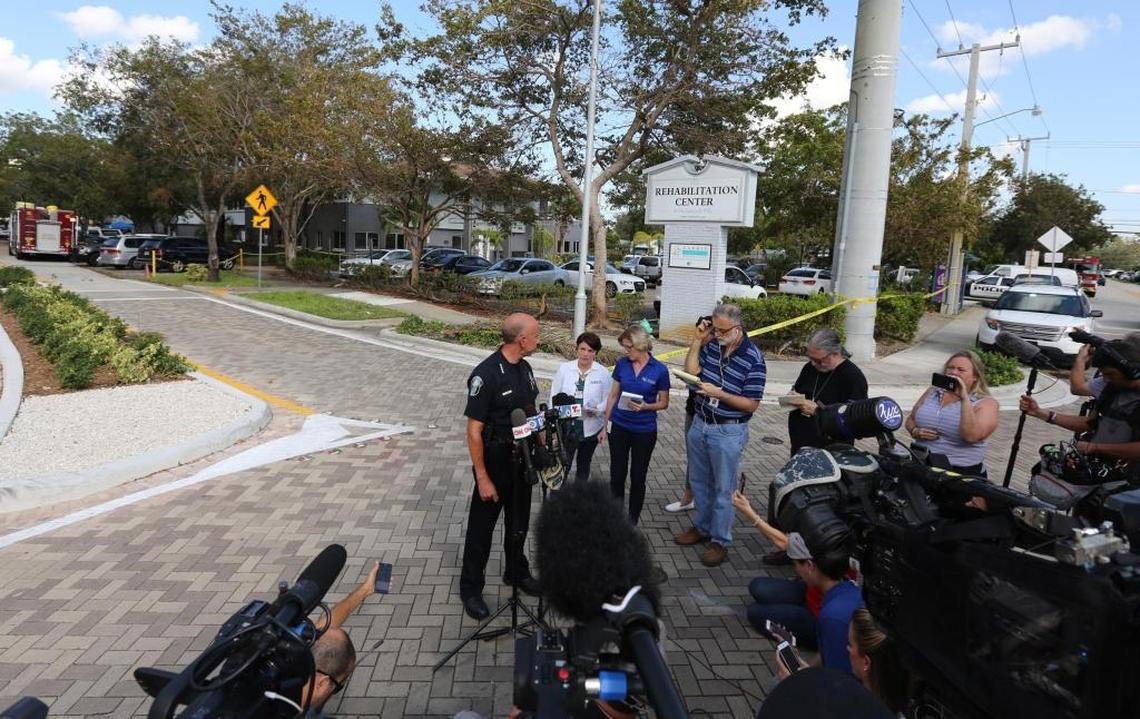 Hollywood’s police chief, Tom Sanchez, speaks to reporters Wednesday morning, Sept. 13 , 2017, the day eight residents of the Rehabilitation Center at Hollywood Hills died amid stifling heat. On Tuesday, another man died, raising the toll to nine. The deaths are under a criminal investigation.