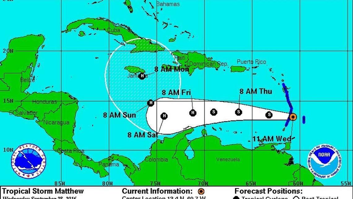 Tropical Storm Matthew takes aim at Caribbean