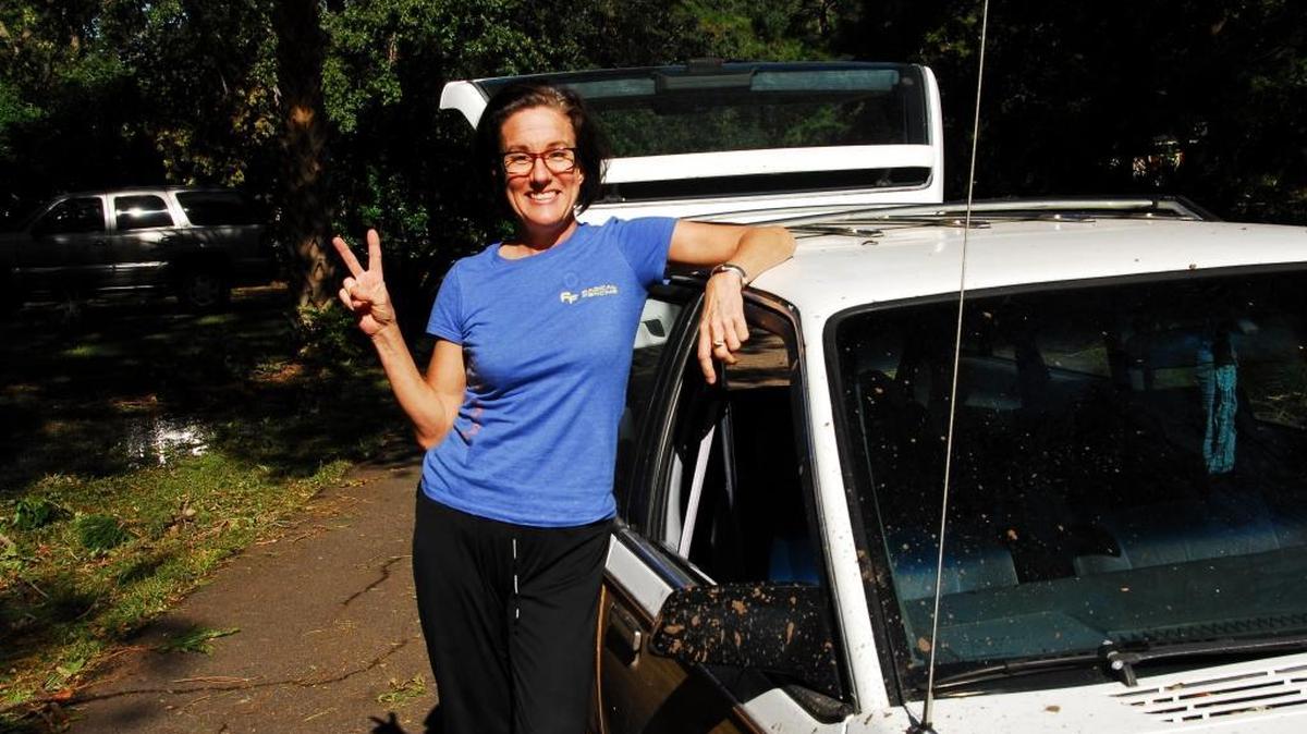 Patty Wilkens of Hilton Head Island was using her wood-paneled station wagon - the Patty Wagon - as a “second responder” vehicle on Monday, Oct. 10, 2016. She spent the morning helping clear trees in Squiresgate.