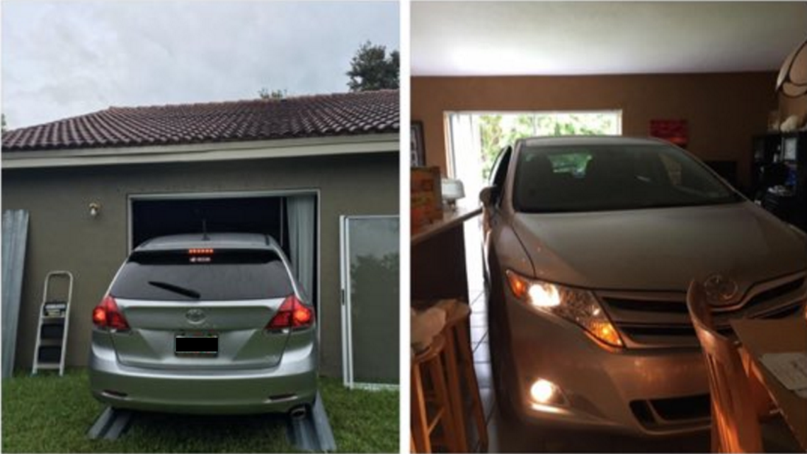 Full garage? No problem! Couple stores car inside the house during Hurricane Matthew
