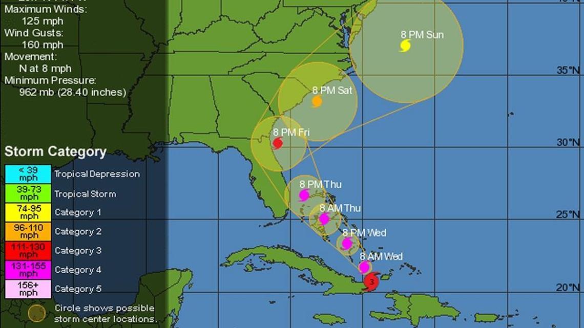 Florida under hurricane warning as Matthew risk rises; surge starts in Bahamas
