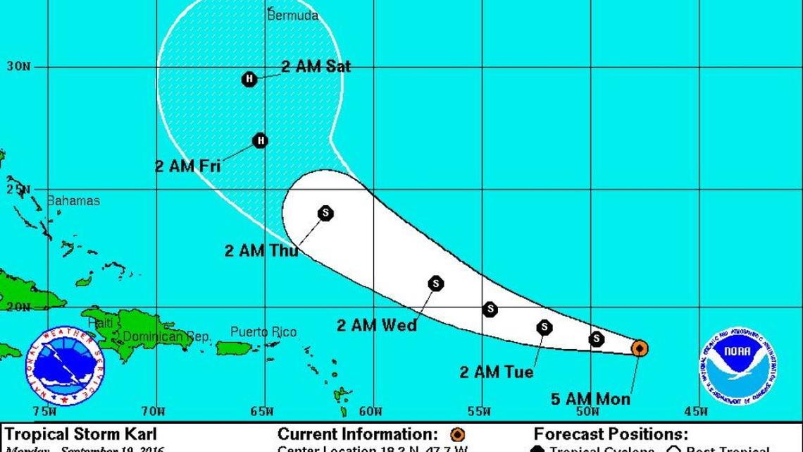 Tropical Storm Karl projected to speed up, strengthen