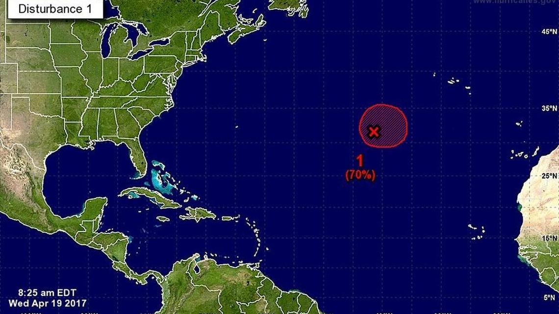 Subtropical depression forms in Atlantic Ocean
