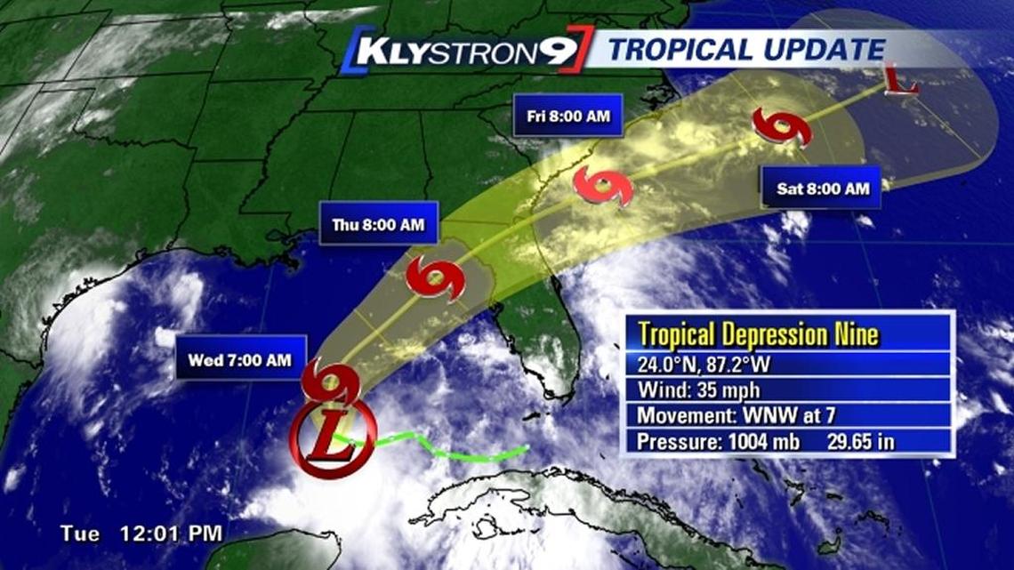 Tropical Depression 9 not getting more organized -- yet